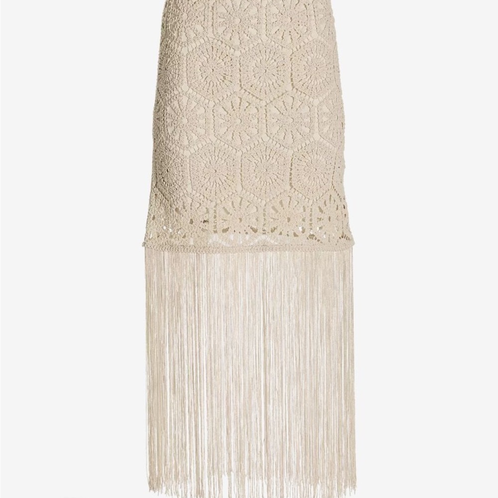 Boston Proper Cream Crochet Maxi Skirt